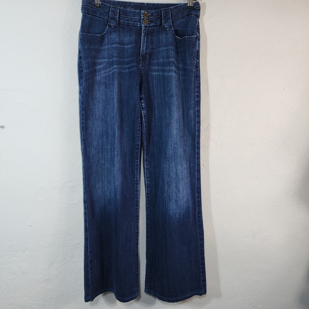Eddie Bauer Jeans 8 Curvy Fit Wide Leg Dark Wash Denim Cotton Blue Pants